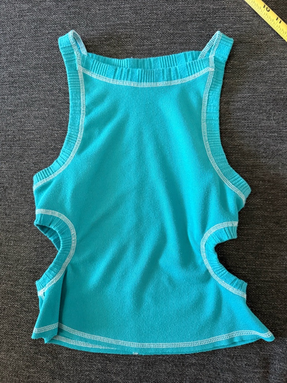 Urban Outfitters Teal Tank Top Contrast Stitching & cut outs size Medium 90’s